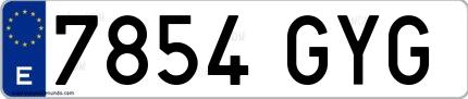Ejemplo de matrícula española 7854 GYG