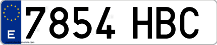 Ejemplo de matrícula de coche ordinaria 7854 HBC