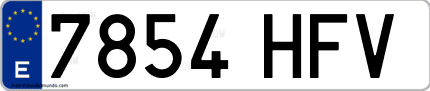 Ejemplo de matrícula de coche ordinaria 7854 HFV
