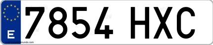 Ejemplo de matrícula española 7854 HXC
