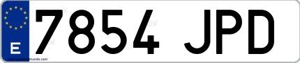 Ejemplo de matrícula española 7854 JPD