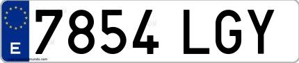 Ejemplo de matrícula española 7854 LGY