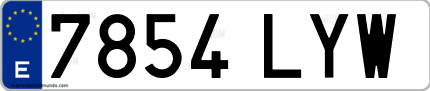 Ejemplo de matrícula de coche ordinaria 7854 LYW