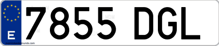 Ejemplo de matrícula de coche ordinaria 7855 DGL