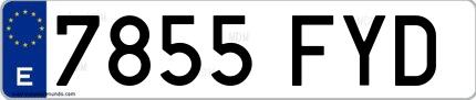 Ejemplo de matrícula española 7855 FYD