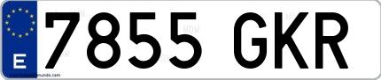 Ejemplo de matrícula española 7855 GKR