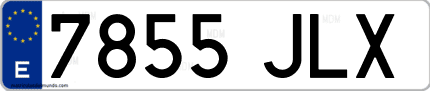 Ejemplo de matrícula de coche ordinaria 7855 JLX