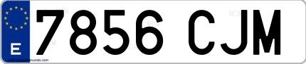 Ejemplo de matrícula española 7856 CJM