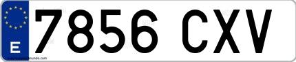 Ejemplo de matrícula española 7856 CXV