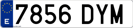 Ejemplo de matrícula de coche ordinaria 7856 DYM