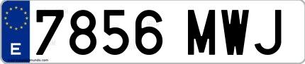Ejemplo de matrícula española 7856 MWJ
