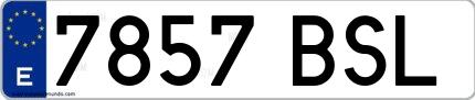 Ejemplo de matrícula española 7857 BSL