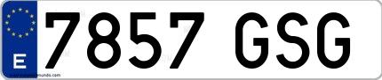 Ejemplo de matrícula española 7857 GSG