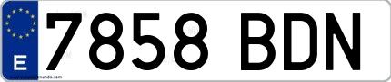 Ejemplo de matrícula española 7858 BDN