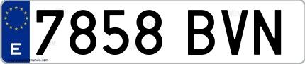 Ejemplo de matrícula española 7858 BVN