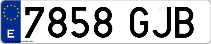Ejemplo de matrícula de coche ordinaria 7858 GJB