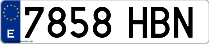 Ejemplo de matrícula de coche ordinaria 7858 HBN