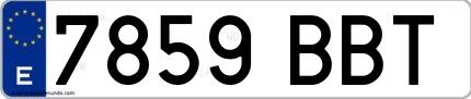 Ejemplo de matrícula española 7859 BBT