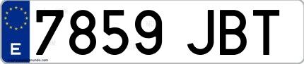 Ejemplo de matrícula española 7859 JBT