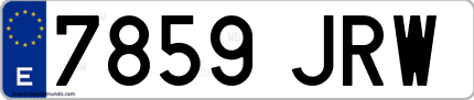 Ejemplo de matrícula de coche ordinaria 7859 JRW