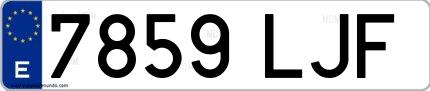 Ejemplo de matrícula española 7859 LJF