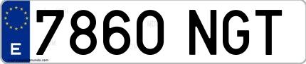 Ejemplo de matrícula española 7860 NGT