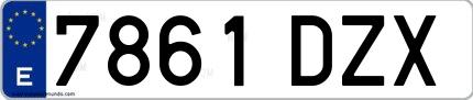 Ejemplo de matrícula española 7861 DZX