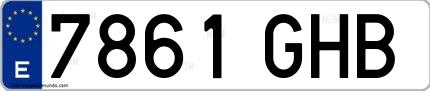 Ejemplo de matrícula española 7861 GHB
