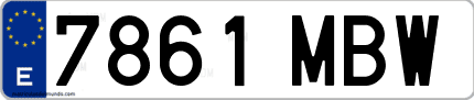 Ejemplo de matrícula de coche ordinaria 7861 MBW