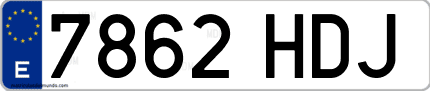 Ejemplo de matrícula de coche ordinaria 7862 HDJ