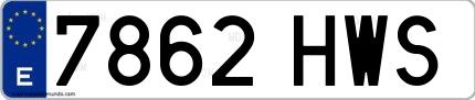 Ejemplo de matrícula española 7862 HWS