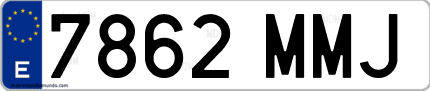 Ejemplo de matrícula de coche ordinaria 7862 MMJ