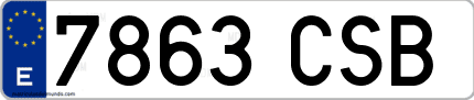 Ejemplo de matrícula de coche ordinaria 7863 CSB