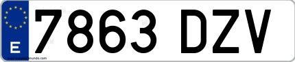 Ejemplo de matrícula española 7863 DZV