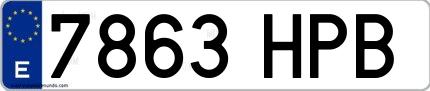 Ejemplo de matrícula española 7863 HPB