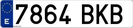 Ejemplo de matrícula española 7864 BKB