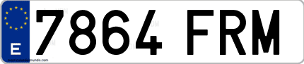 Ejemplo de matrícula de coche ordinaria 7864 FRM