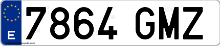 Ejemplo de matrícula de coche ordinaria 7864 GMZ