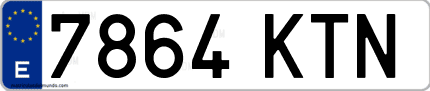 Ejemplo de matrícula de coche ordinaria 7864 KTN
