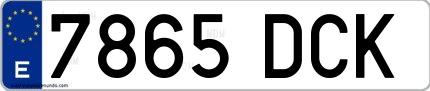 Ejemplo de matrícula española 7865 DCK