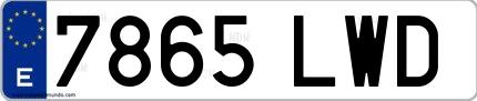 Ejemplo de matrícula española 7865 LWD