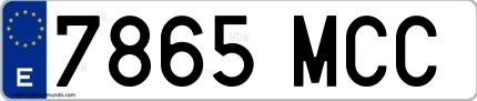 Ejemplo de matrícula española 7865 MCC
