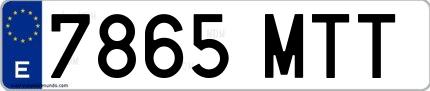 Ejemplo de matrícula española 7865 MTT