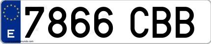 Ejemplo de matrícula española 7866 CBB