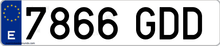 Ejemplo de matrícula de coche ordinaria 7866 GDD