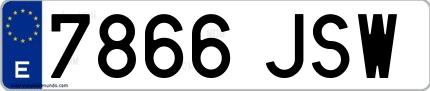 Ejemplo de matrícula española 7866 JSW