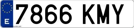 Ejemplo de matrícula española 7866 KMY