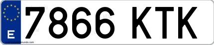 Ejemplo de matrícula española 7866 KTK