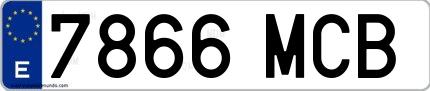 Ejemplo de matrícula española 7866 MCB