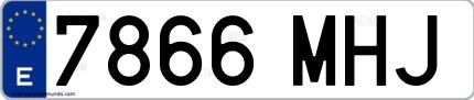 Ejemplo de matrícula española 7866 MHJ